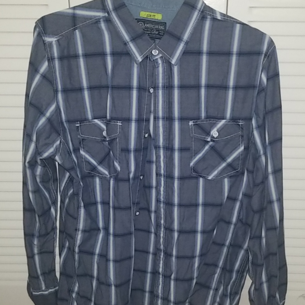 XL Gray/Blue Long Sleeve Shirt